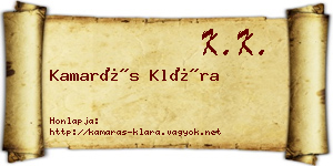 Kamarás Klára névjegykártya